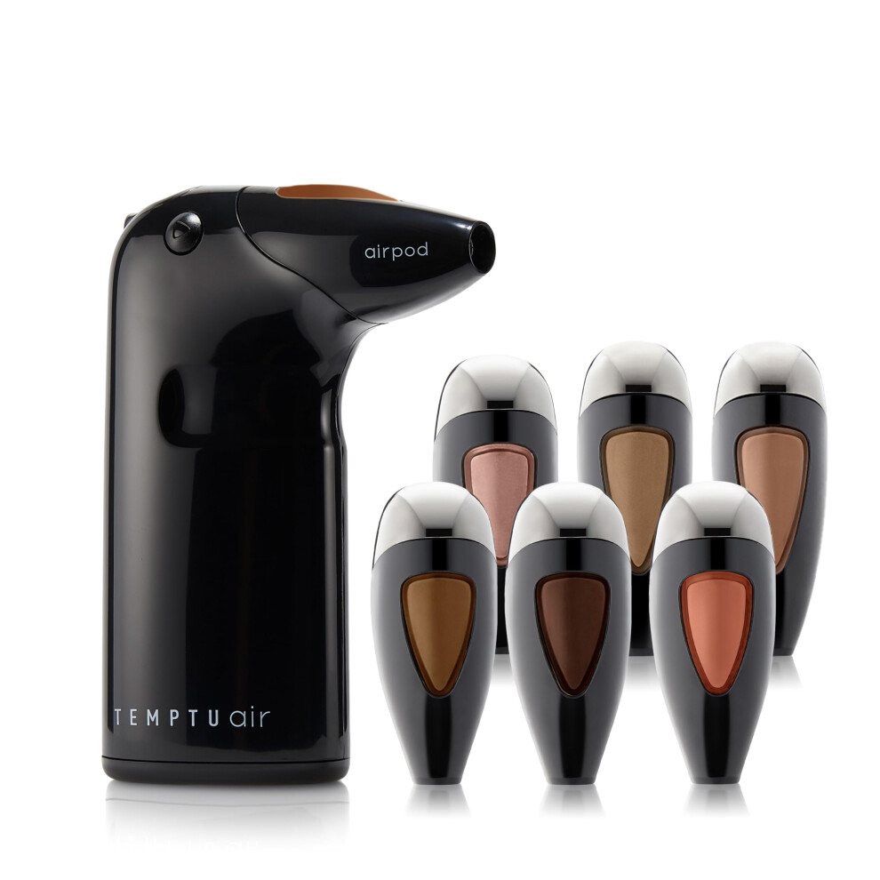 TEMPTU Air Discovery Airbrush Makeup Kit For Beginners  Personal  Or Professional Use  8-Piece  Pre-Filled Airpod Makeup Essentials Set - Semi-Matte