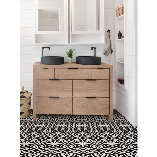Πλακάκια δαπέδου FloorPops Parma Peel & Stick μαύρα 1
