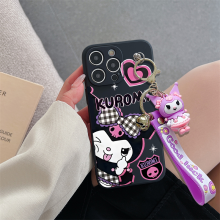 (265, Galaxy A13 4G) Kuromi Pendant Wrist Strap Phone Case For Samsung