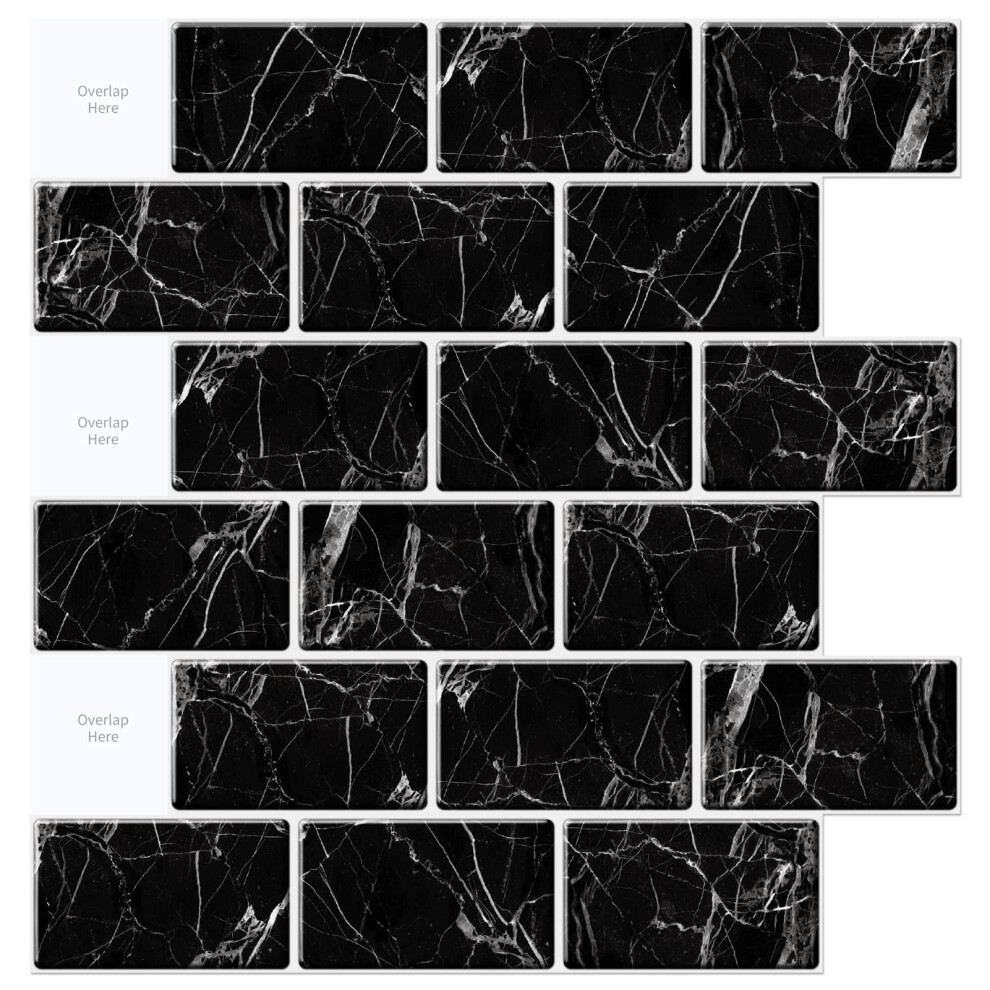 Art3d 10-Sheet Peel And Stick Backsplash 12 In. X 12 In. Subway Tiles In Marble Design 6975129500561