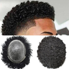 Liryczne wlosy Afro Curly Toupe for Black Men 8x10 Pelny polifoprzestresninowo -amerykanski system wlosw ludzki