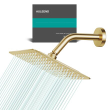AULEEND Rain Shower Head Work with any decorative style All Metal Rainfall Shower Head (Brushed Gold 8)