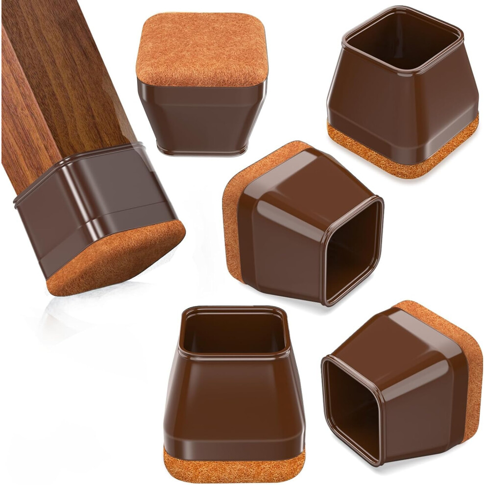 28Pcs Square Chair Leg Floor Protectors With Wrapped Felt Bottom Silicone Chair Leg Protectors For Hardwood Floors Chair Legs Cover Prevents Scratch 658358587041