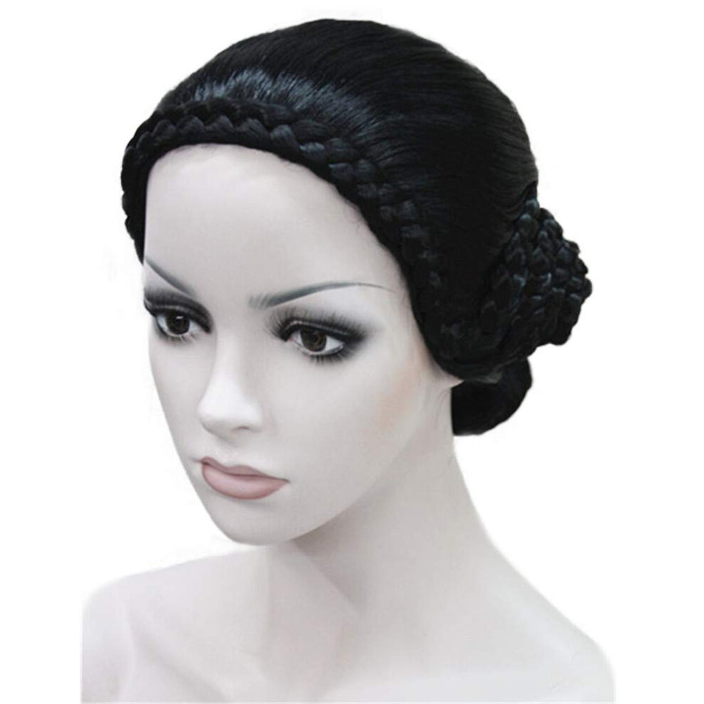 Aimole Unisex Black Braid Updo Bun Wig Wigs Synthetic Cosplay Women Hair