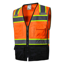 SKSAFETY 10 zsebes Professzionlis szintu biztonsgi mellny, 2. osztly, jl lthat biztonsgi mellny cipzrral Hi Vis mellny fnyvisszavero cs