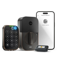 Cerradura inteligente Yale Assure Lock de dos toques, de bronce aceitado, con teclado t   ctil y lector de huellas dactilares, YRD450-F-WF1-0BP