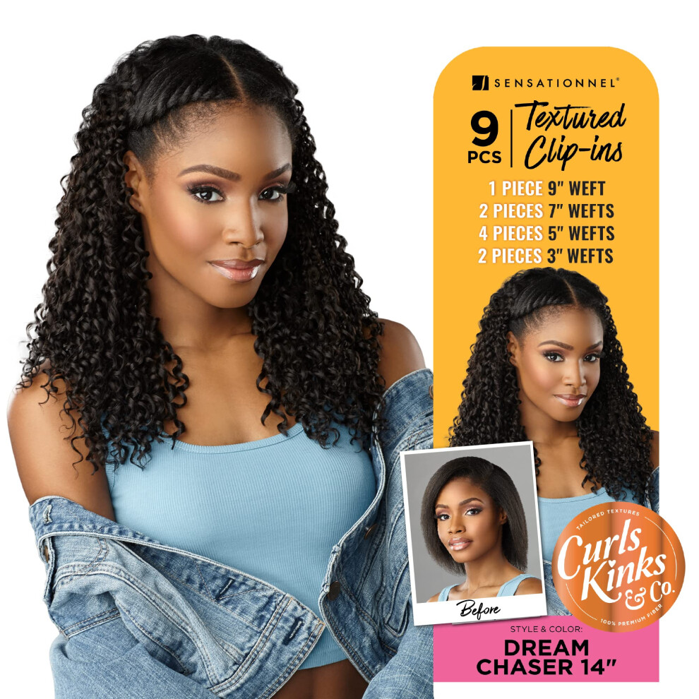 Sensationnel Unisex Red Clip In Dream Chaser - 14 Inch Textu Clip In 9 Piece Pack Adds Volume Protective Style - Curls Kinks & Co (T2/27)