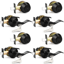 Probrico ford?rs indgangsgreb L?ses?t Enkeltcylindret deadbolt kombinationss?t flad sort finish N?glet ens Combo vendbar til h?jre og venstre sid
