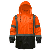 DPSAFETY Reflektierende Regenjacken f r Herren, wasserdicht, Hi Vis Sicherheitsmantel mit Reflektorstreifen, Hohe Sichtbarkeit, Klasse 3, Regenja