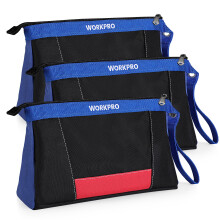 WORKPRO 12"""" Tool Pouches with Zipper  Heavy-Duty Small Tool Bag  Utility small tool pouch for Tool Organizers and Storage  Mini Tool Bag  3 Pack