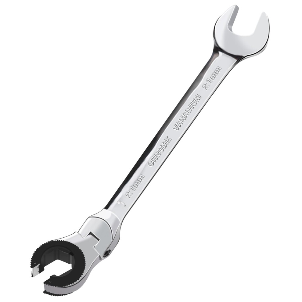 Loschen 1Pc 21Mm Open Flex-Head Ratcheting Wrench Metric Ratcheting Spanner With 72 Teeth Chrome Vanadium Steel Tubing Ratchet Spanner 6974467618457