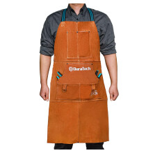 DURATECH-nahkainen hitsausesiliina, kuumuutta ja liekkejä kestävä 23"" x 36"""" Heavy Duty -työesiliina 6 työkalutaskulla 100 % lehmännahkaa