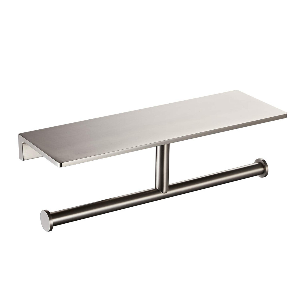 Double Roll Toilet Paper Holder with Shelf Solid Brass and Superior Hotel Style Tissue Dispenser Spared Storage Polished Nick Finish-image-OPC-PGFQ6JF-NEW