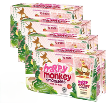 Happy Monkey Strawberry & Banana Smoothies, 4 x 10 x 180ml