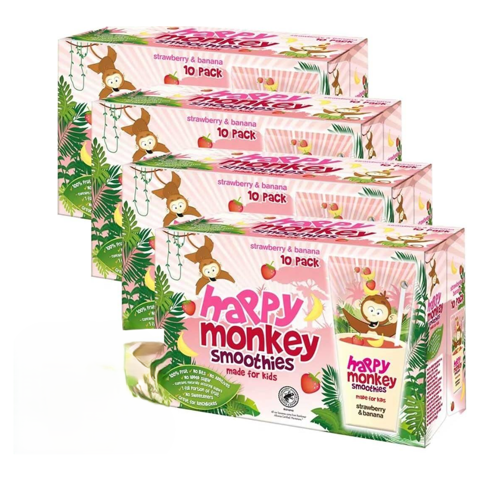 Happy Monkey Strawberry & Banana Smoothies, 4 X 10 X 180Ml