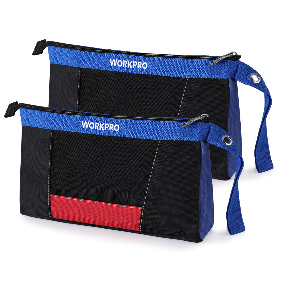 Workpro 12"""" Tool Pouches With Zipper Utility Bag Pouch For Tool Organizers And Storage Small Tool Bag Multipurpose Storage Pouch 2-Pack 820909691693