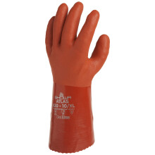 SHOWA Größe 10 Orange ATLAS Baumwollgefütterte PVC Chemikalienbeständige Handschuhe
