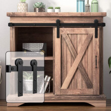 WINSOON 4FT Super Mini schuifdeurkast hardwarekit voor tv-meubels met     n deur, kleine garderobekasten, I-vormige hanger (GEEN kast)