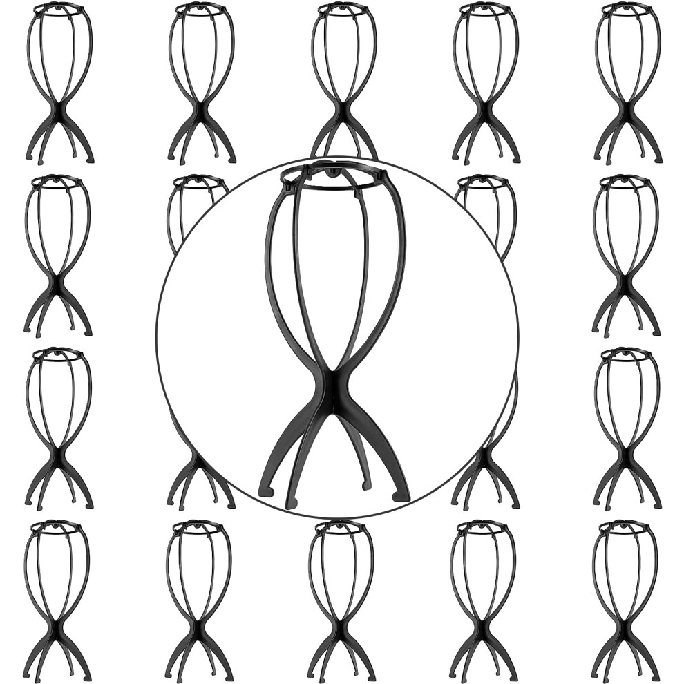 Zeonhak Unisex 20 Pack Wig Stand Holder Plastic Folding Wig Holder For Multiple Wigs And Hats Portable Collapsible Wig Dryer Collapsible Wig Display Holde