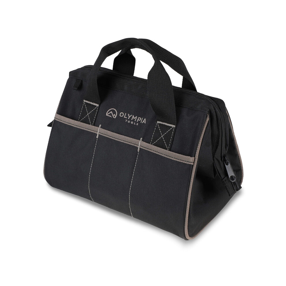 Olympia Tool Bag 12 Inch  Heavy Duty Tools Bag with 3 Large Pockets  Adjustable Shouder Straps and 600D Reinforced Material
