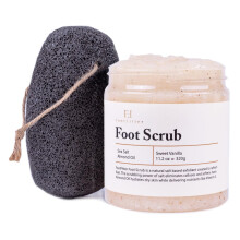 FootFitter Exfoli   rende Voetscrub & Puimsteen Set - Zeezout Voetscrub & Natuurlijke Vulkanische Puimsteen Reinigende Voetverzorgingsset
