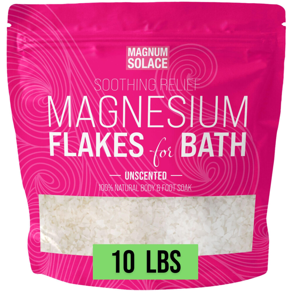 Ajmal Solace Magnesium Flakes For Bath - Magnesium Chloride Flakes Organic Pure - Unscented 10 Lbs