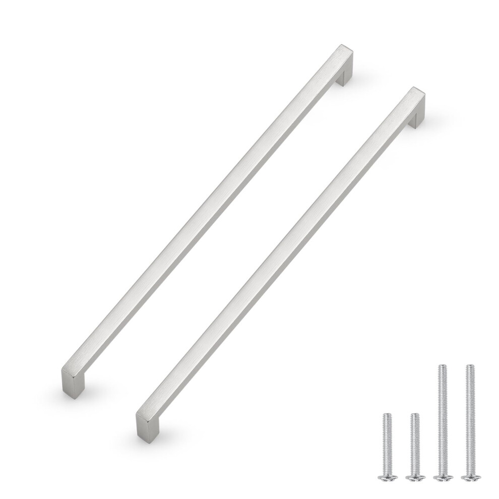 Probrico Lot de 5 poignées de placard de cuisine en nickel satiné brossé, trous centraux de 12,8 pouces, poignées de tiroir d'angle carrées en ac