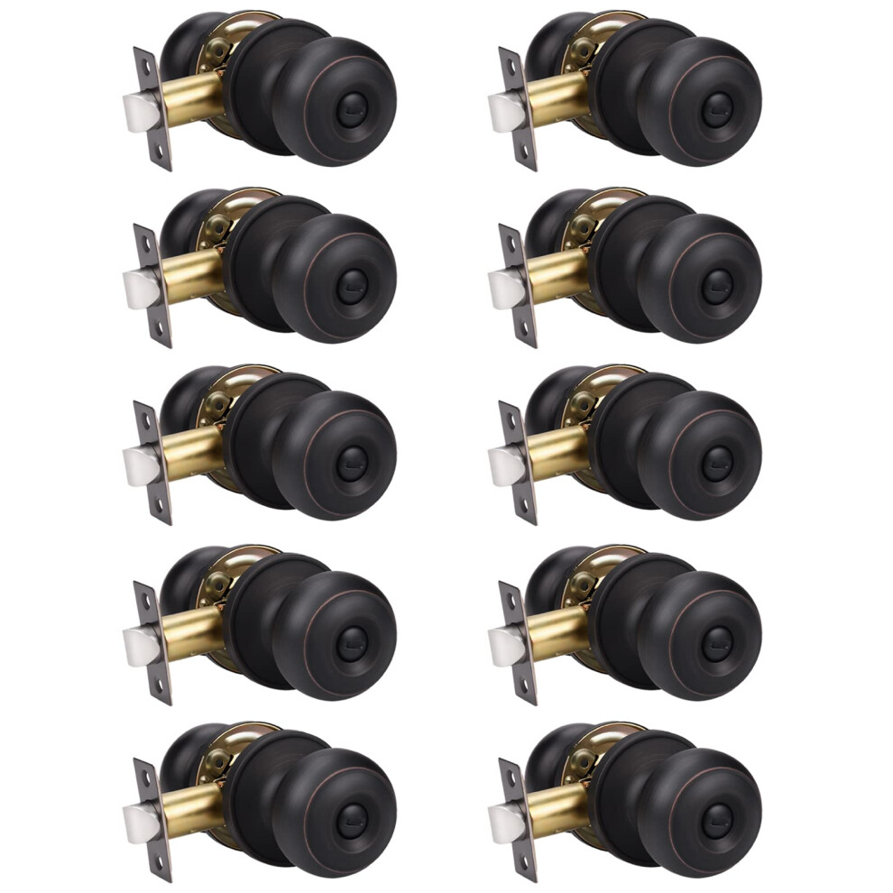 Knobwell 10 Pack Oil Rubbed Bronze Privacy Door Knobs Stainless Steel Keyless Interior Door Knob With Lock Bedroom Bathroom Round Door Knob Locking I 715624234006