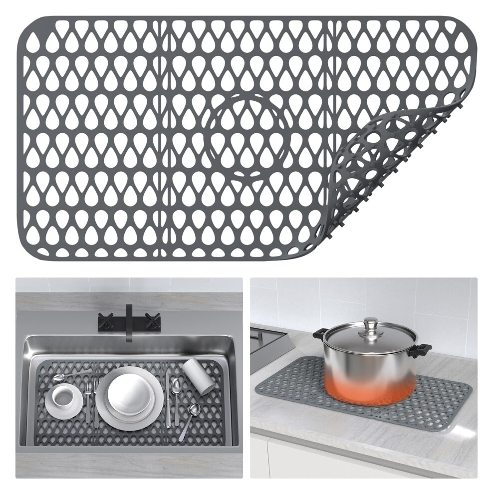 Toovem Sink Protectors for Kitchen Sink 26''x 14'' Silicone Sink Mats for Bottom of Stainless Steel Porcelain Sink  Foldable Sink Mat for Kitchen  DIY