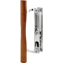 Prime-Line C 1148 Chrome Diecast Sliding Door Handle Set with Wood Pull fits Acorn Doors (Single Pack)