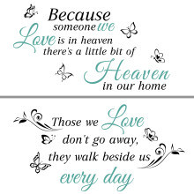 Quotes Saying Wall Decals Because Someone We Love is in Heaven Decal Peel and Stick Lettering Words Wall Stickers Memory Wall Decals Vinyl Inspiration