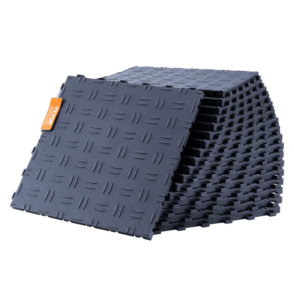 VEVOR Garage Tiles Interlocking  12 x 12 x 0.53 inch 25 Pack Garage Floor Covering Tiles  Non-Slip Double-Sided Texture Garage Flooring Tiles  for Gar