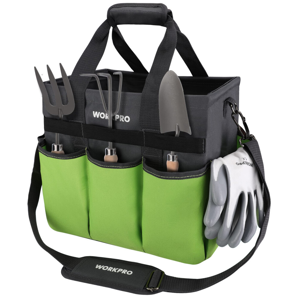 Workpro Garden Tool Bag Organizer Heavy Duty Gardening Tote Bag With 10 Pockets And Long Adjustable Shoulder Strap Standable Garden Home Tool Kits O 820909686835