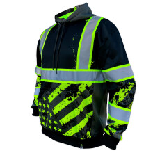 Sudadera con capucha reflectante de seguridad SafetyShirtz SS360    Stealth American Grit para hombre, color negro, tipo O, talla mediana