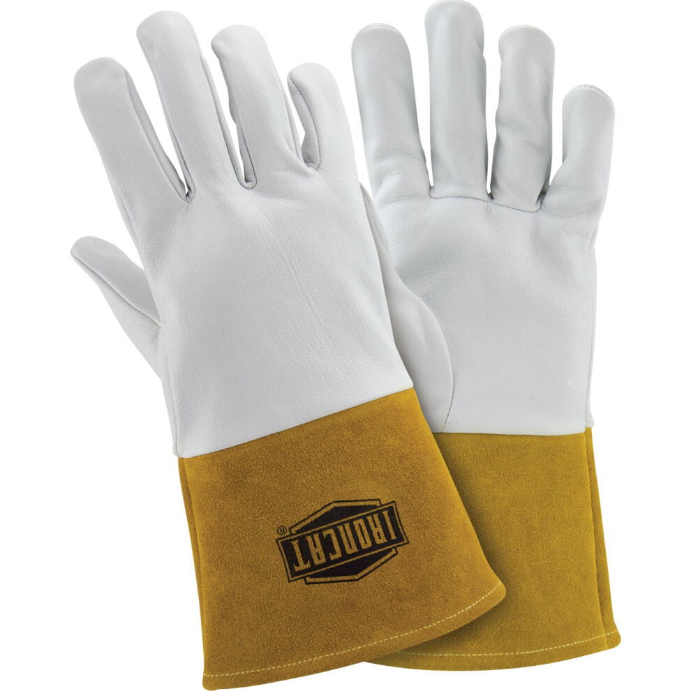 Ironcat 6141 Kidskin Tig Welding Gloves - X-Large Kevlar Thread Welding Gloves With 4 In. Gold Cuff Straight Thumb 662909003362