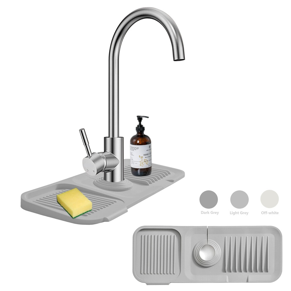 Moodkey Kitchen Sink Splash Guard Sponge Holder For Kitchen Sink Silicone Faucet Handle Drip Catcher Tray Sink Protector For Kitchen Sink Faucet Mat F