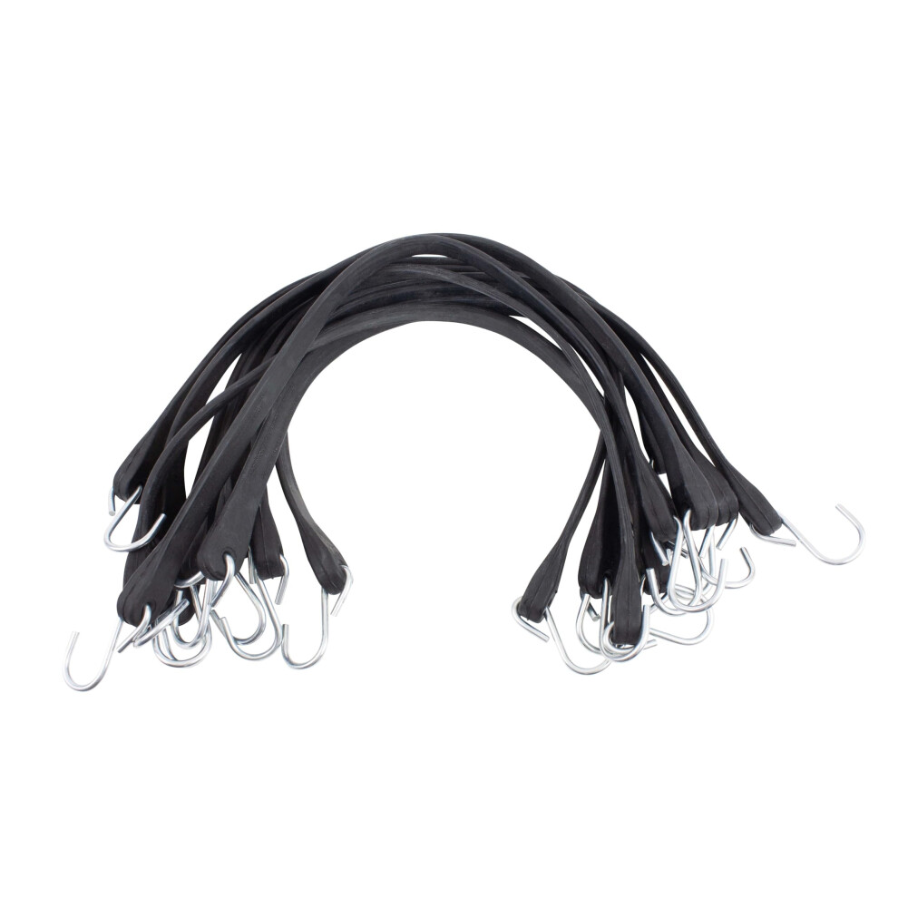 Mytee Products 50 Pack 41"""" Natural Rubber Tarp Bungee Straps Tie Down Cords S Hooks Heavy Duty Ideal For Securing Tarps 840223623538