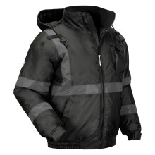 Unisex zimn    bunda Ergodyne pre dospel   ch so zv      enou viditelnostou v noci alebo pri n   zkych podmienkach, cierna, velkost XL