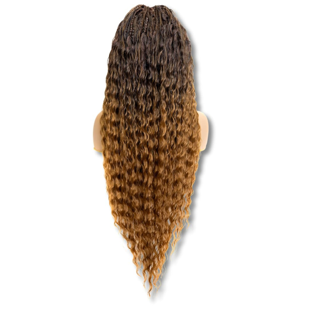 Pib Passion Is Beaut Pib Single Full Lace Braid Wig - Micro Boho Peruvian Deep Wave Box Braided Wig Knotless Braided Wigs For Black Women Curly Hair Wig (#1B30 Off Black