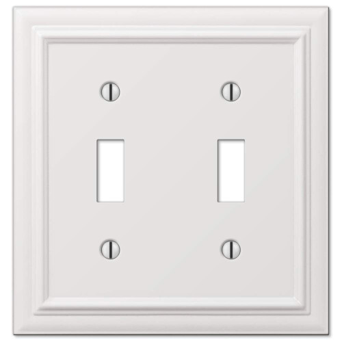 Amerelle 94TTW Continental Wallplate  2 Toggle  Cast Metal  White  1-Pack