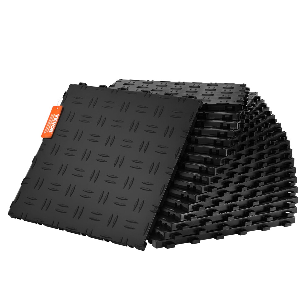 VEVOR Garage Tiles Interlocking  12 x 12 x 0.53 inch 25 Pack Garage Floor Covering Tiles  Non-Slip Double-Sided Texture Garage Flooring Tiles  for Gar