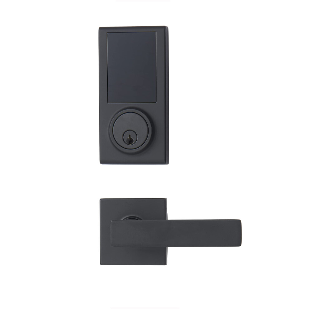 Amazon Basics Grade 3 Electronic Touchscreen Deadbolt Door Keypad Lock with Passage Lever  Matte Black  133mm H Uppper x 65.3mm H Lower
