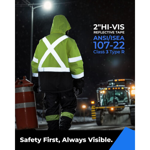 toolant Reflective Waterproof Safety Jacket for Men - High Visibility  Insulated  Comfortable  Multiple Pockets - Designed for Work  Construction  and 1
