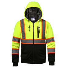 DPSAFETY H?jsyns h?ttetr?je til m?nd Klasse3 Hi Vis h?ttetr?je Fleeceforet reflekterende h?ttetr?je Byggearbejde Hi-Vis Safety Sweatshirt Sort bu