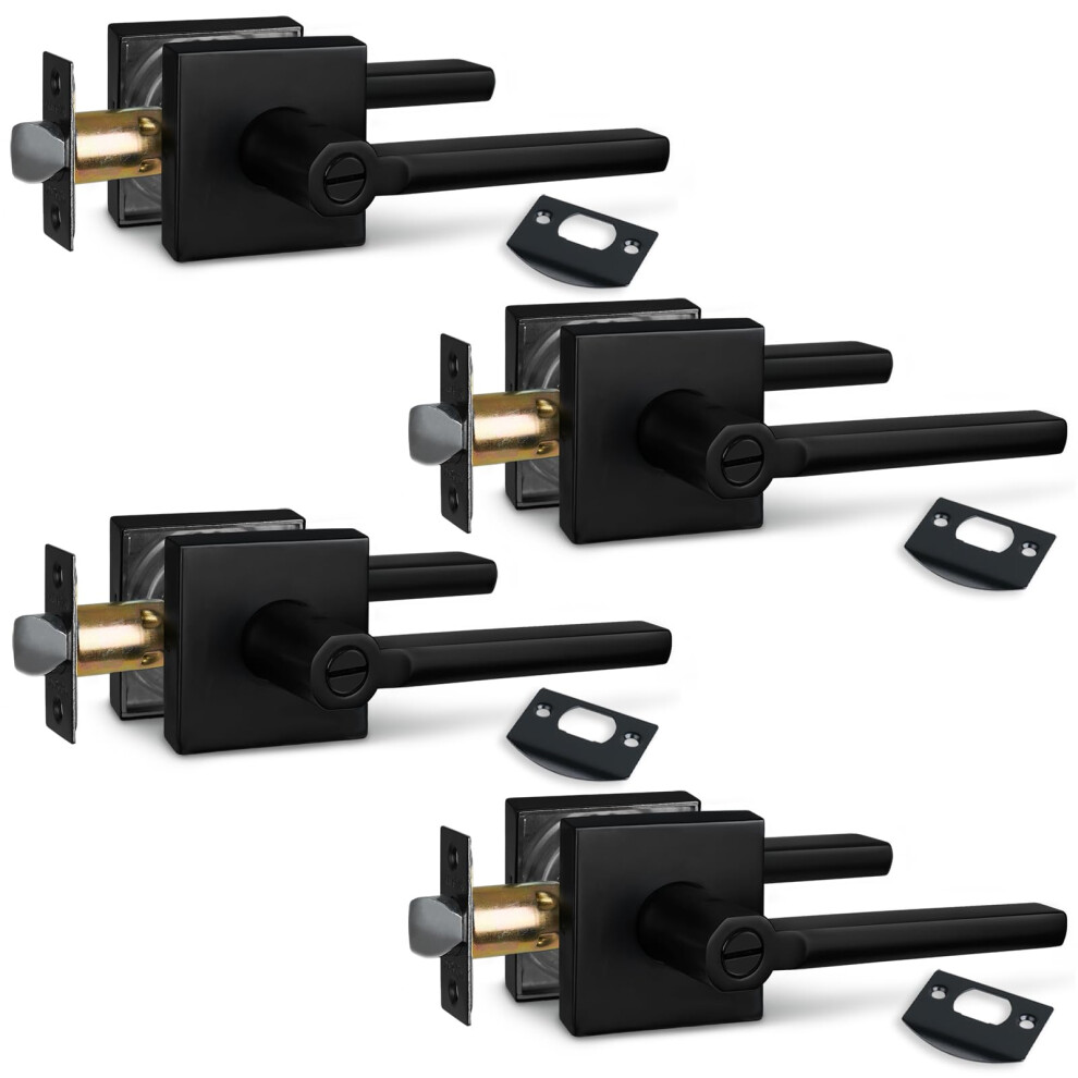 Newbang (4Pack) Bed/Bath Room Door Lever For Privacy Bathroom And Interior Door Door Lock Handle In Aged Matt Black Hd1601-Db-Bk-4P 6131637266195