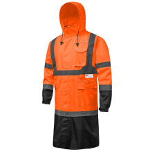 DPSAFETY Hi Vis Regenjacke mit 3M-Reflexstreifen, hohe Sichtbarkeit, Regenmäntel der Klasse 3, wasserdichte Sicherheits-Regenanzüge für Herren mi