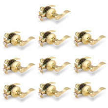 Drop/Wave Hall and Closet Door Locks Passage Levers for Interior Door Polished Brass Finished 10Pack