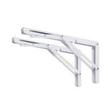 CLT 16"""" White Folding Shelf Brackets Max. Load 440 lb Heavy Duty DIY Wall Mounted Shelf Bracket Space Saving for Table Work Bench Pack of 2