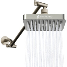 SparkPod Square Rain Shower Head with Shower Head Extension Arm - High Pressure Rain - Luxury Modern Look - No Hassle Tool-less 1-Min Installation (16