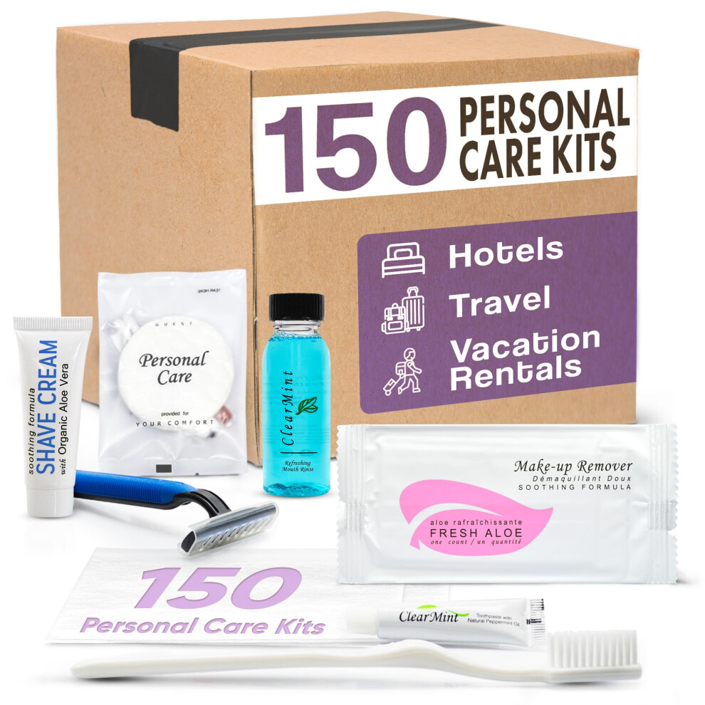 Personal Care Travel Toiletries | 1-Shoppe Amenities Kit | Travel Shaving Set  Toothbrush & Paste  Mouthwash  Makeup Wipes  Swabs  Nail File & Sewing-image-OPC-PGFQPMR-NEW